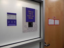 Door to the office of Access, Equity and Title IX